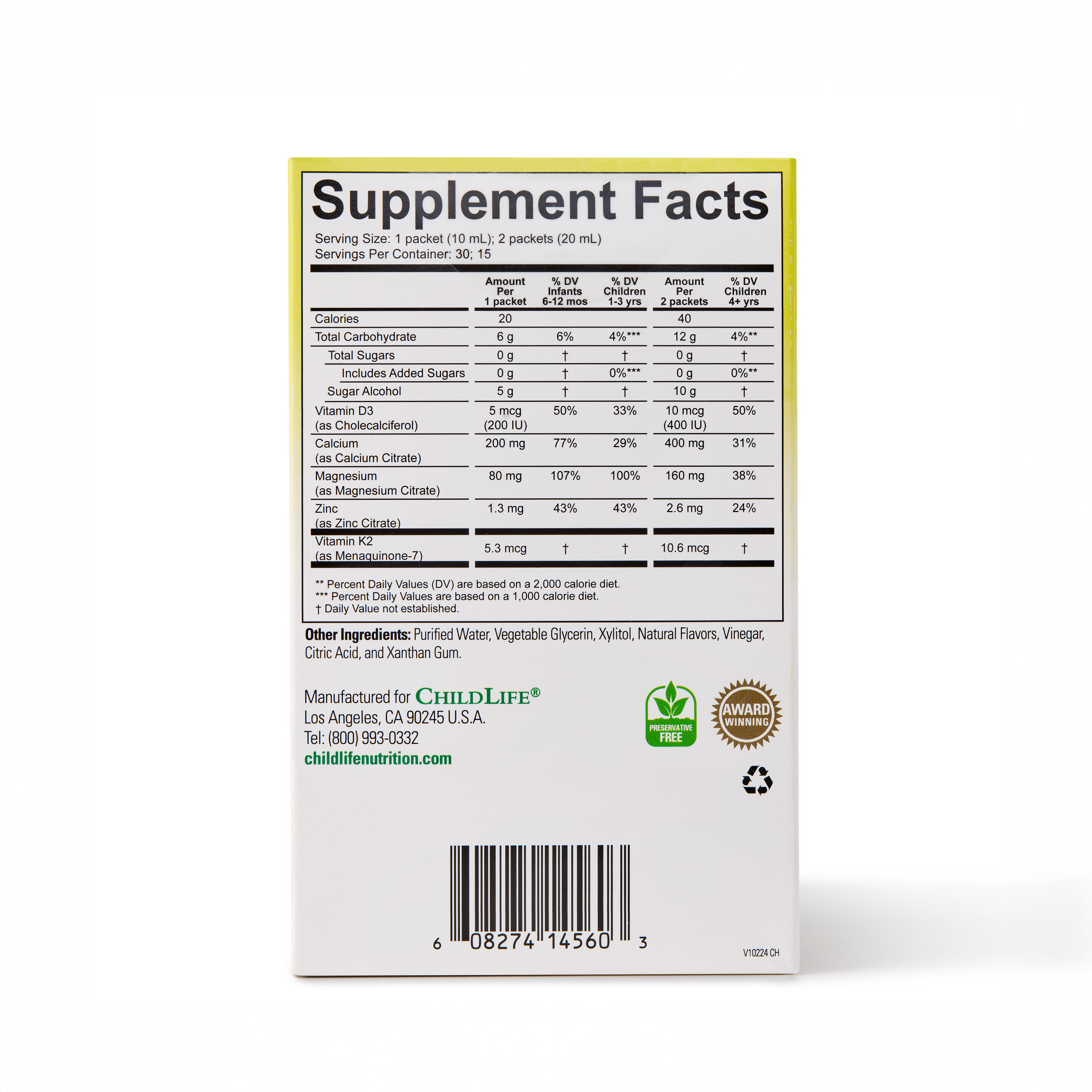 Liquid Calcium with Magnesium Stick Packs