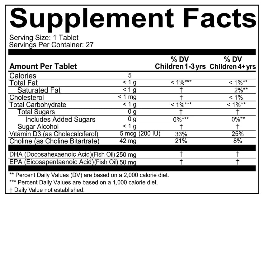 Choline SoftChew Gummies Supplement Facts