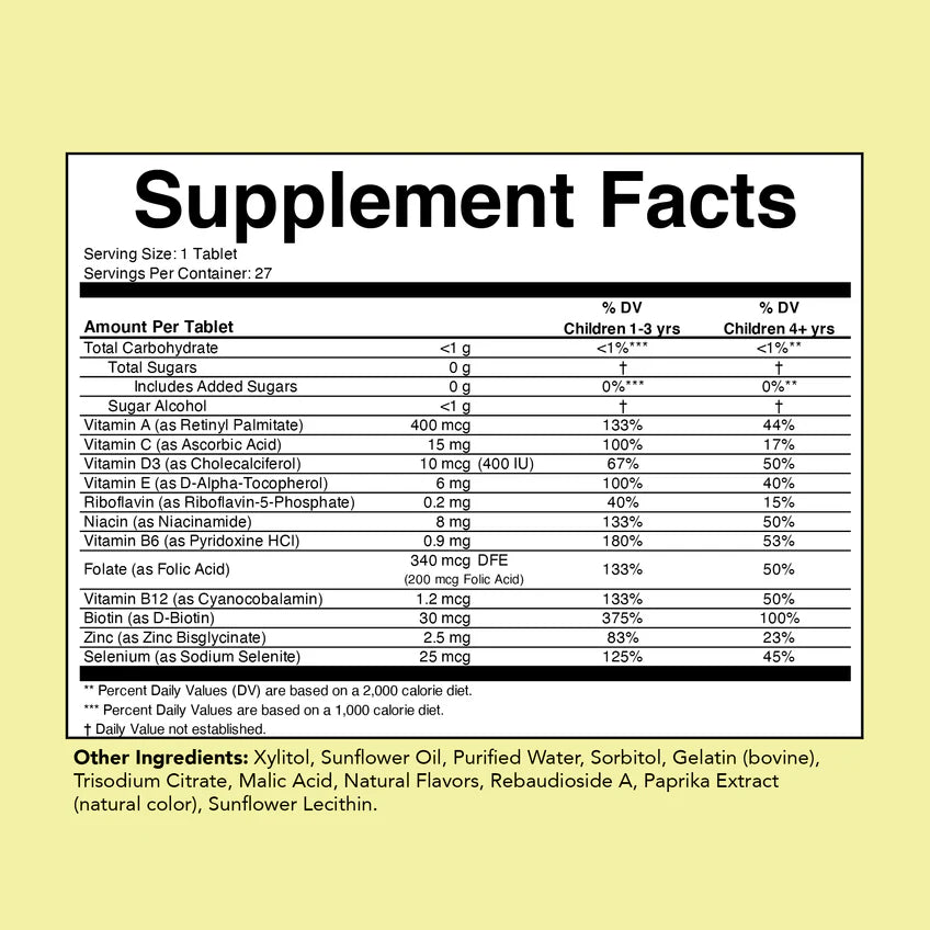 Multi Vitamin Supplement Facts