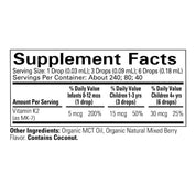 Organic Vitamin K2 Supplement Facts
