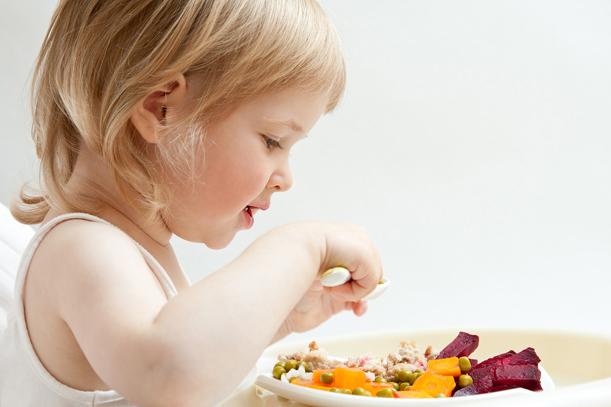 Child Eating from Dinner Plate