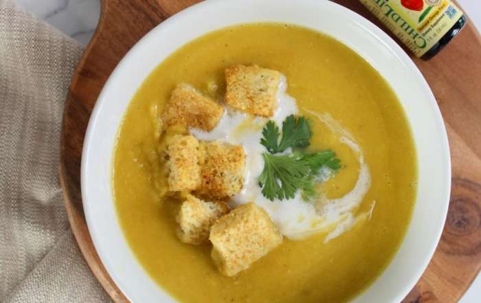 butternut squash and red lentil soup recipe with Echinacea