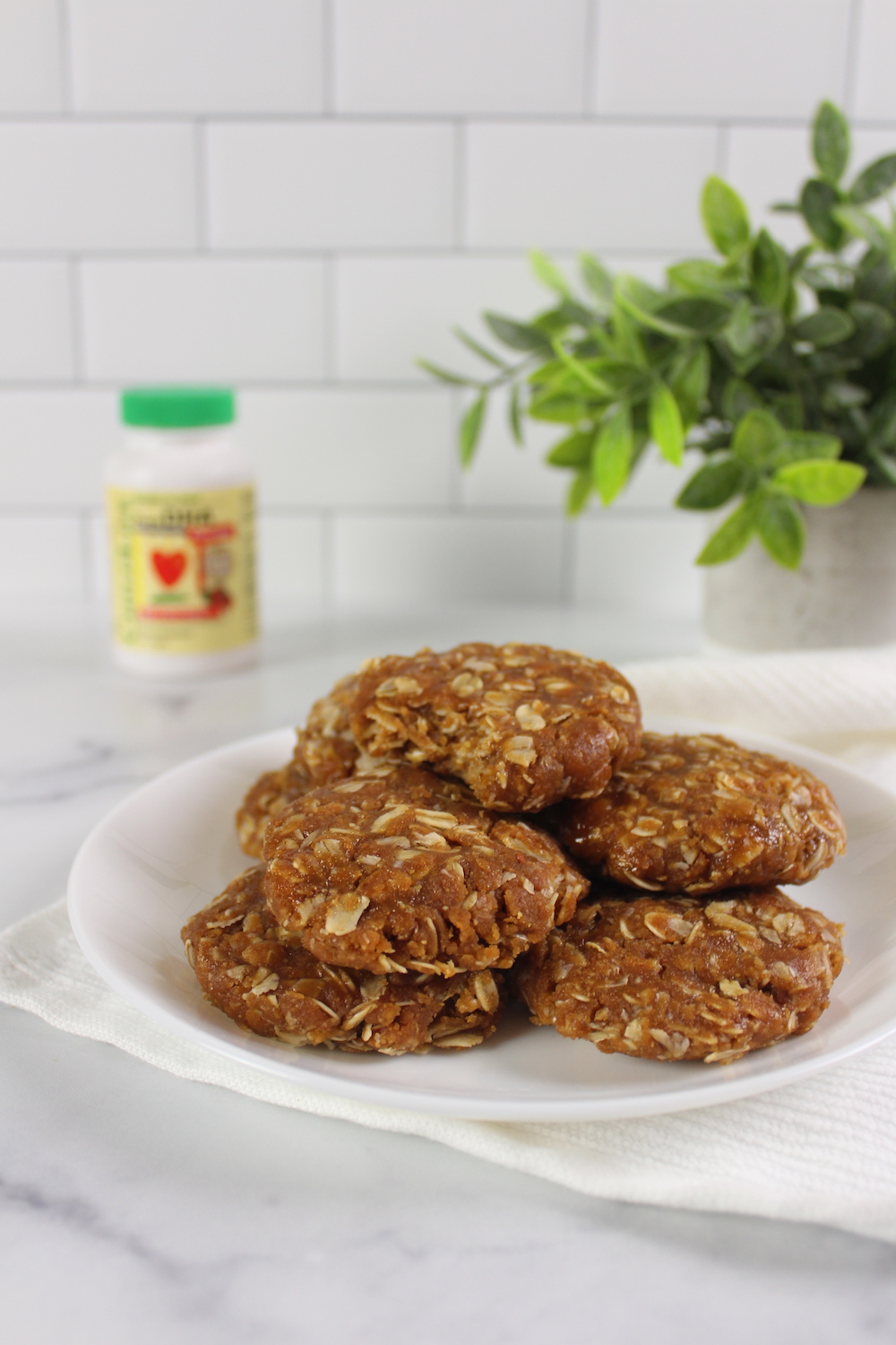 Healthy no bake peanut butter cookies with added vitamins for kids