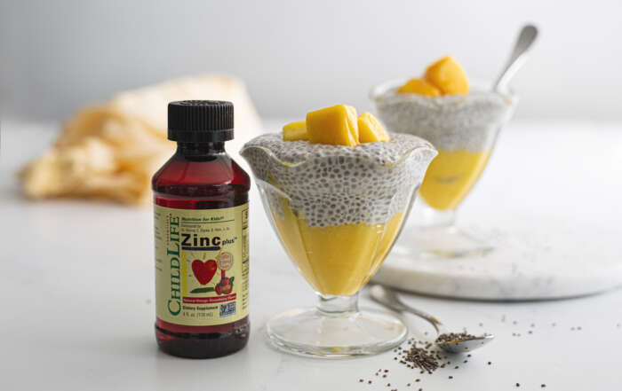 childlife essentials mango chia pudding recipe with added zinc for kids